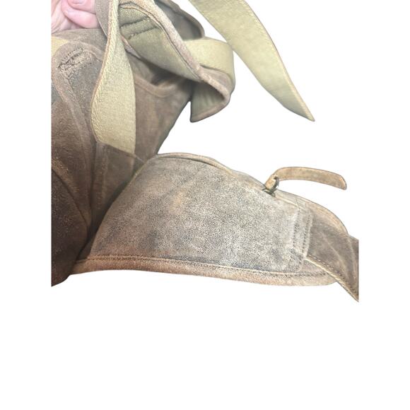 Wilsons Leather M. Julian Suede Backpack Tan Distressed Brass Buckle rare unique main image 4